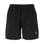Stone Island B100004 Nylon Metal in Econyl Regular Fit Mid Length Swim Shorts with Pockets Black - 26SS