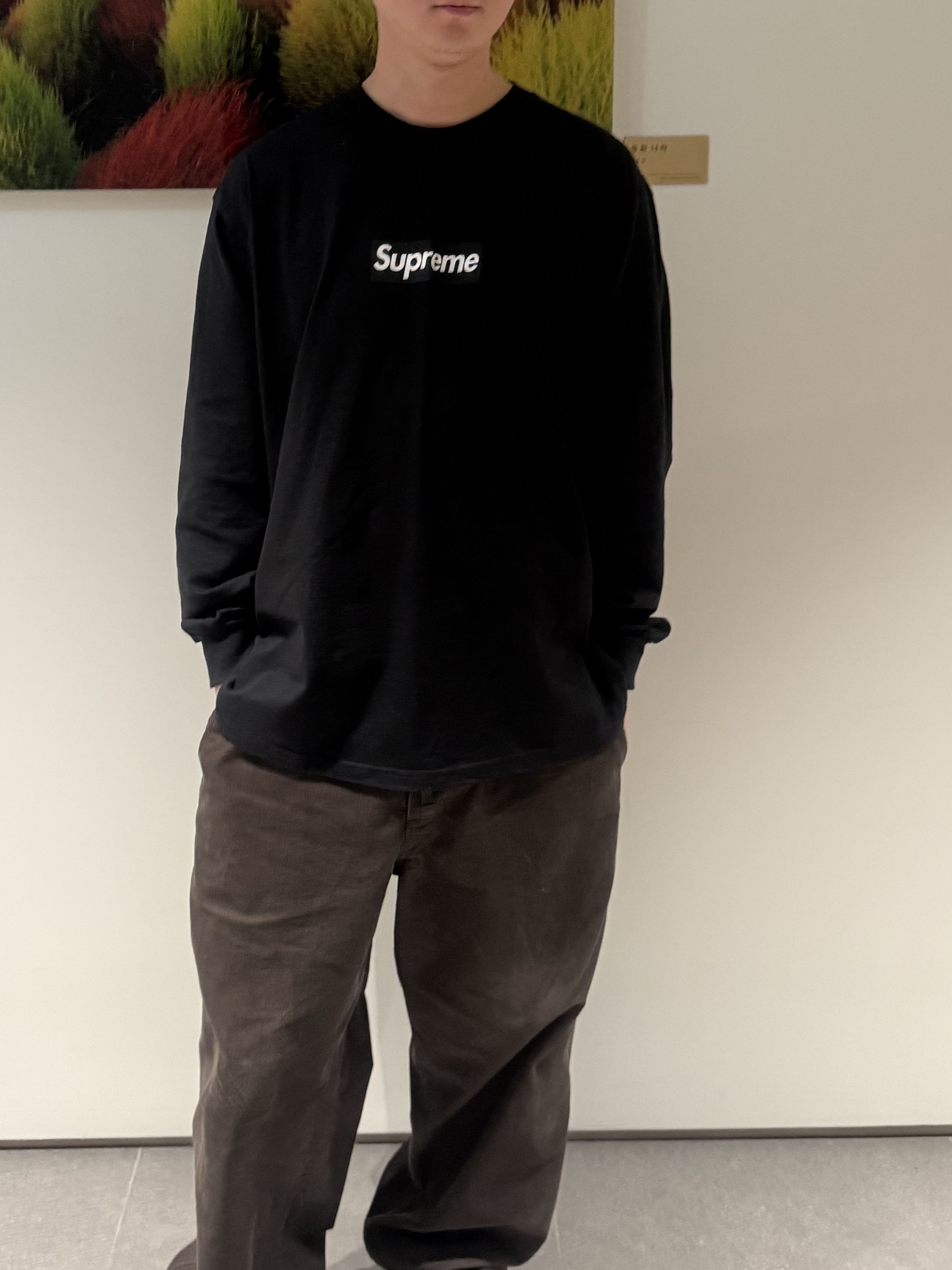 Supreme Box Logo L/S T-Shirt Black - 20FW 착용 스타일 - 2