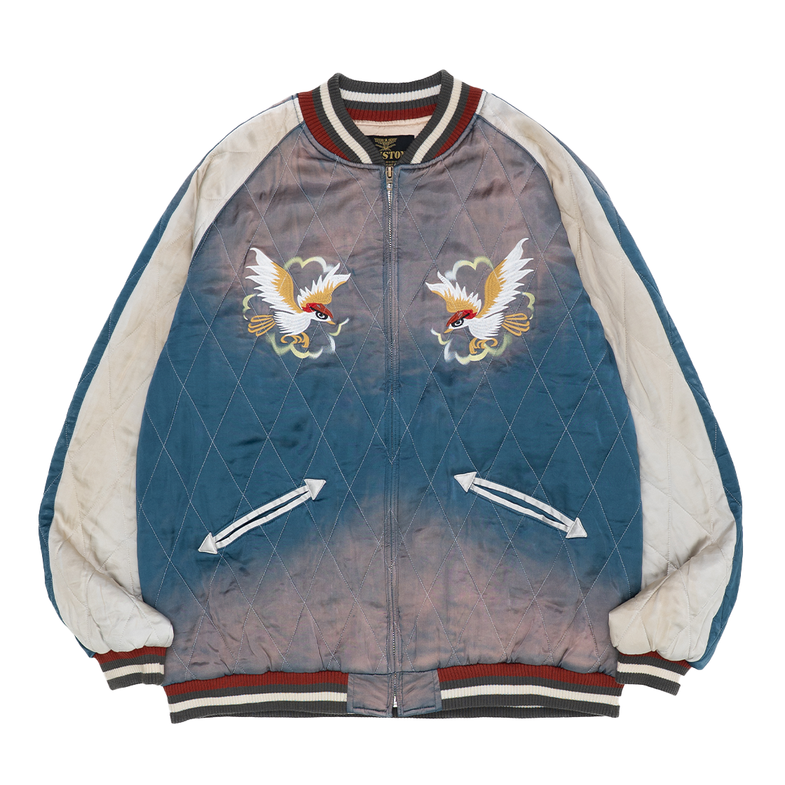 51527VWBL Houston Japan Vintage Wash Souvenir Jacket Map Blue 51527VW