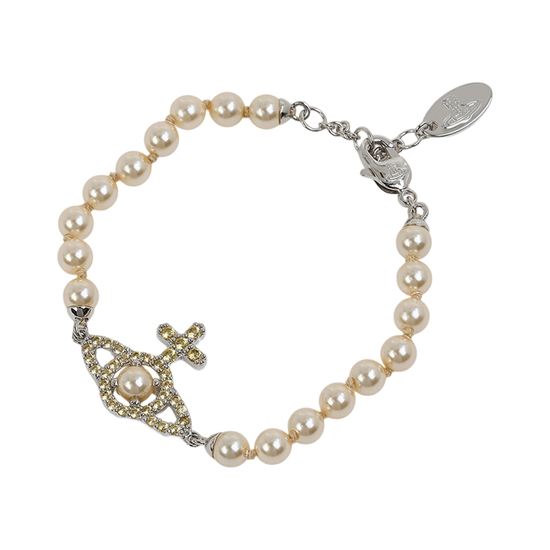 6103007R-02P643 (W) Vivienne Westwood Olympia Pearl Bracelet  Light Gold
