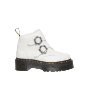 (W) Dr. Martens Devon Flower Buckle Leather Platform Boots White