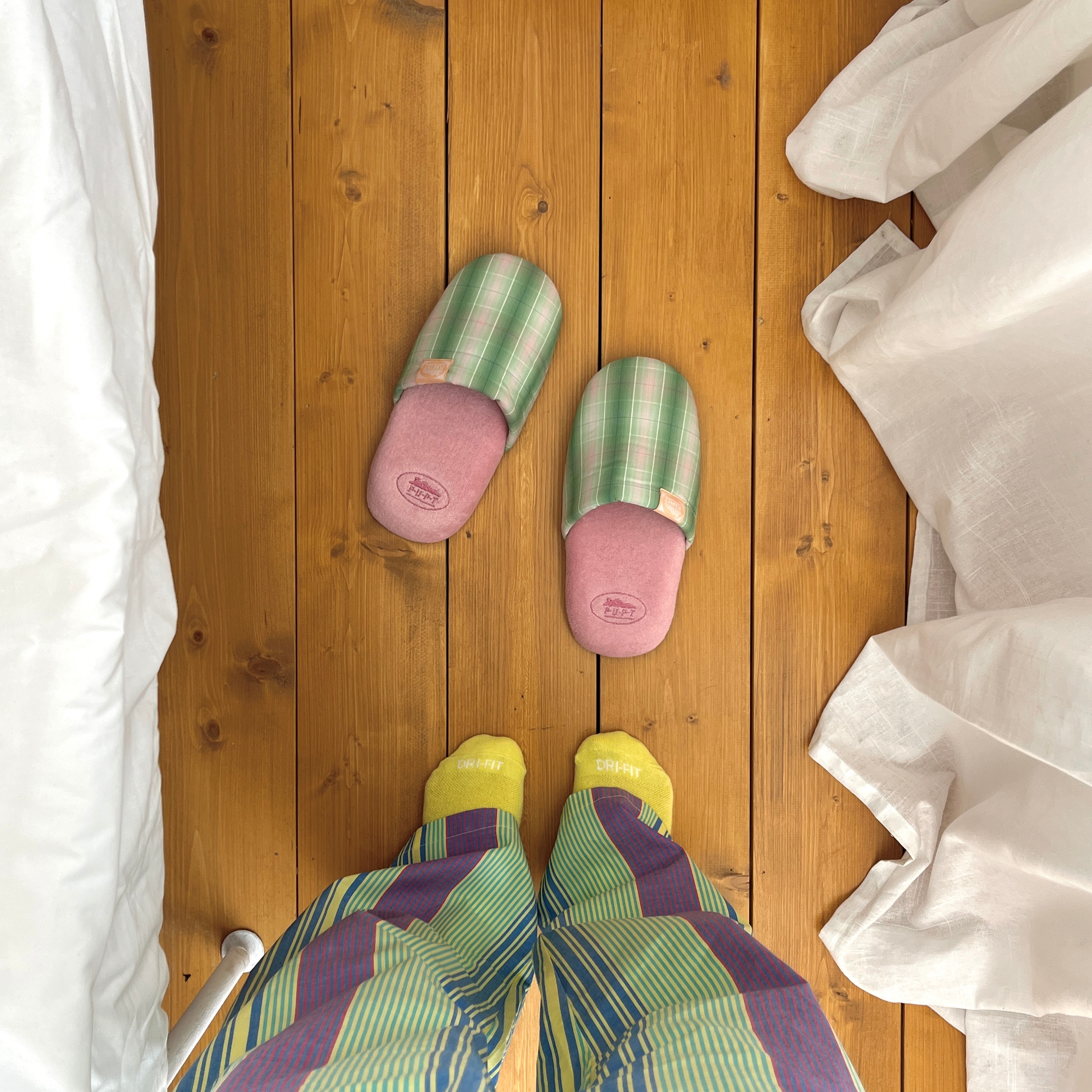 [3% 적립] POUPPET Cutie Check Room Shoes Green check + pink M size, [3% 적립] POUPPET Lime Squeeze Pajama Pants 착용 스타일 - 2