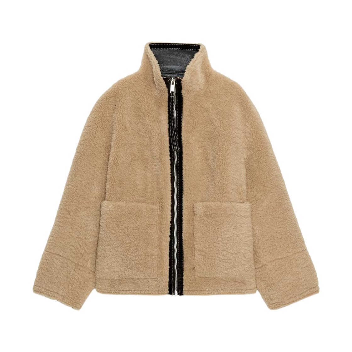 (W) 자라 ZW 컬렉션 포우 셔링 더블 페이스드 자켓 미드 카멜((W) Zara ZW Collection Faux Shearling Double Faced Jacket Mid Camel)