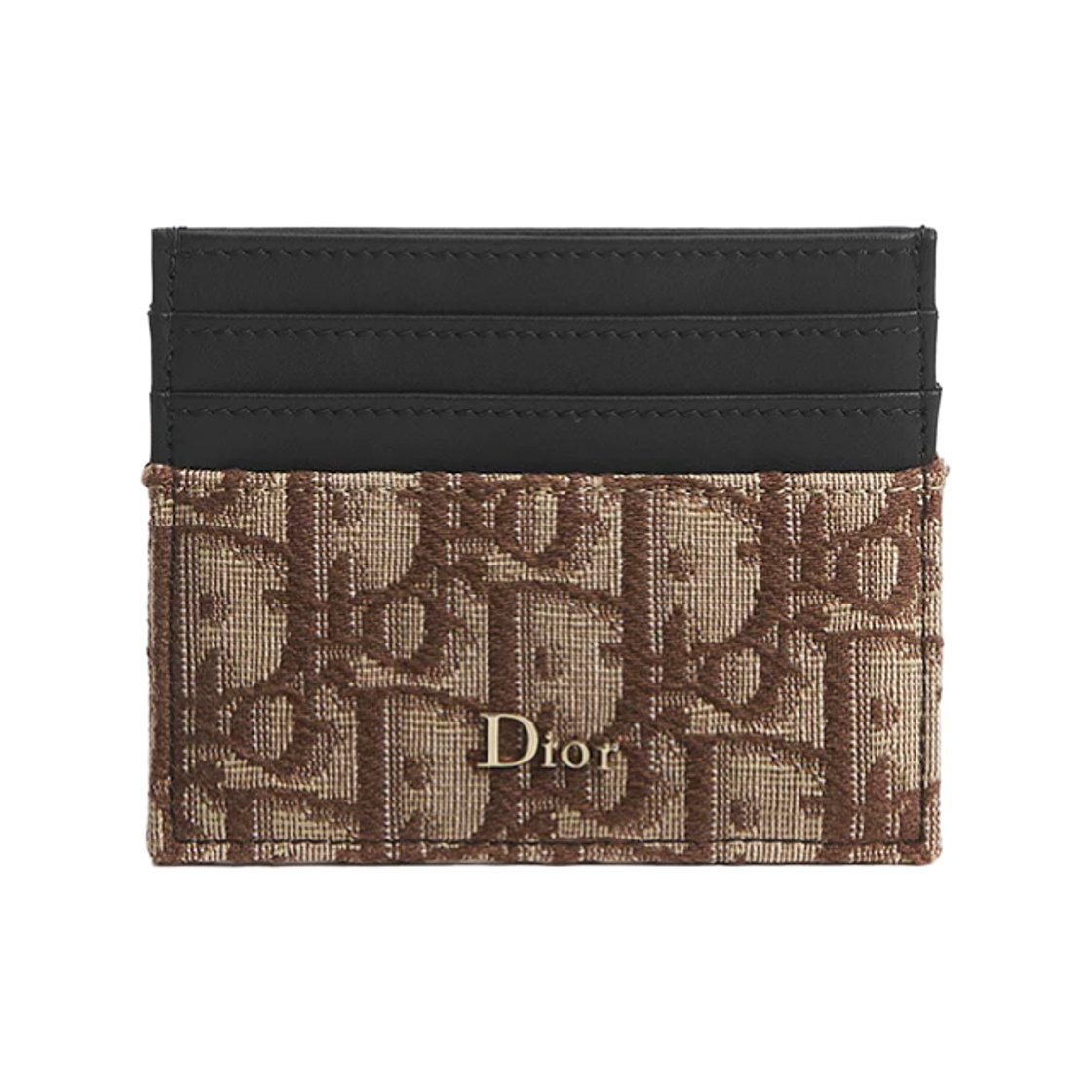 2ESCH135YYE-H45E Dior Smooth Calfskin Marquetry Card Holder Black Brown