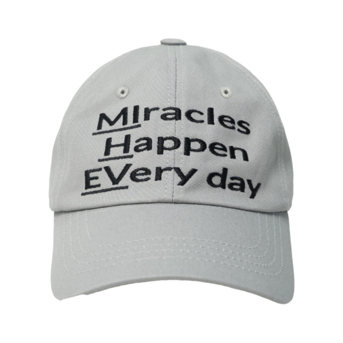 미헤브 미라클 해픈 에브리데이 볼캡 그레이블랙(mihev MIracles Happen EVery day Ball Cap Gray Black)