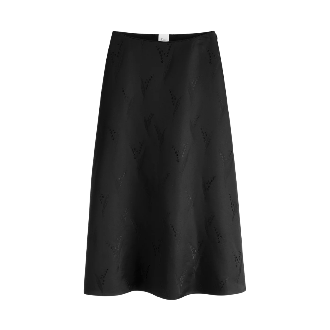 621J04A7991-X9000 (W) Dior Silk Wool Flared Midi Skirt Black