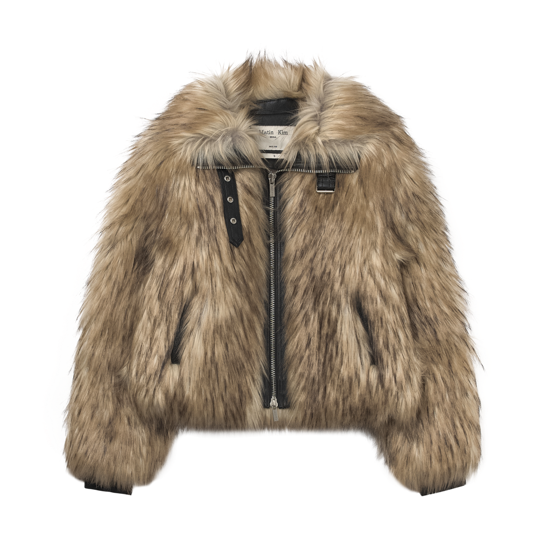 (W) 마뗑킴 넥 버클 크롭 퍼 점퍼 베이지((W) Matin Kim Neck Buckle Crop Fur Jumper Beige)