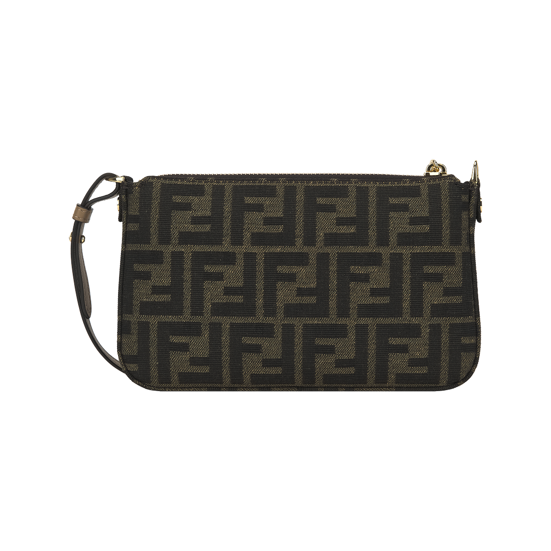 펜디 바게트 자카드 FF 패브릭 체인 파우치 백 브라운(Fendi Baguette Jacquard FF Fabric Chain Pouch Bag Brown) - 2