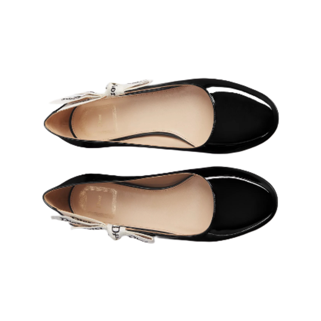 (W) 디올 자디올 페이턴트 카프스킨 발레 플랫 블랙((W) Dior J'Adior Patent Calfskin Ballet Flat Black) - 2