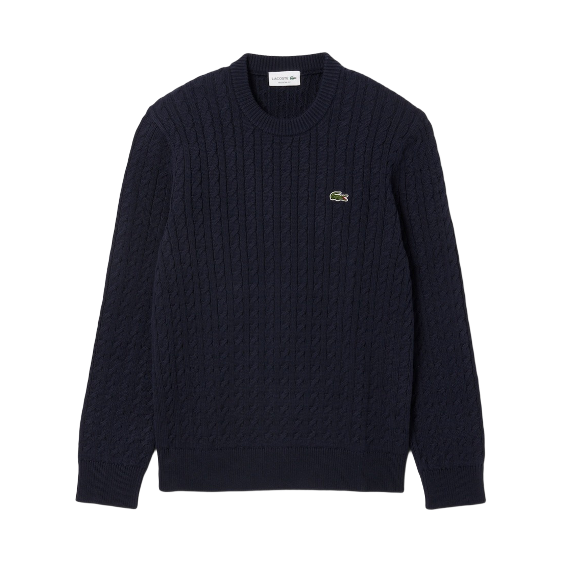 라코스테 케이블 니트 코튼 스웨터 네이비 블루 그린(Lacoste Cable Knit Cotton Sweater Navy Blue Green)