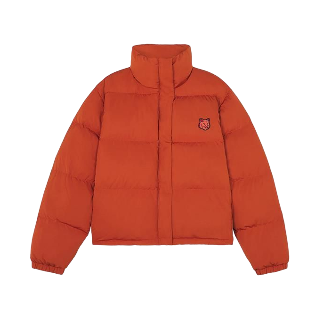 (W) 메종 키츠네 볼드 폭스 헤드 패치 나일론 크롭 퍼퍼 클레이((W) Maison Kitsune Bold Fox Head Patch Cropped Puffer in Nylon Clay)