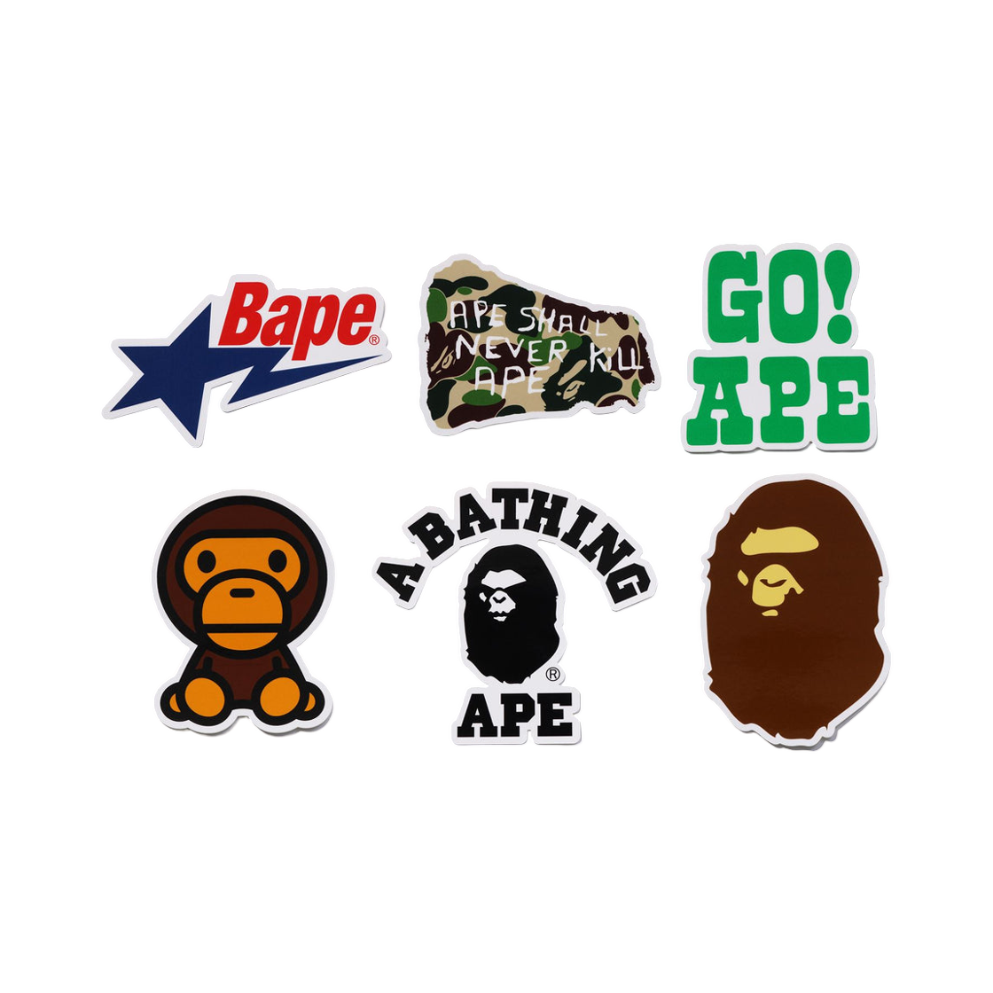 베이프 스티커 세트 멀티 (6개 세트)(BAPE Sticker Multi (Set of 6))