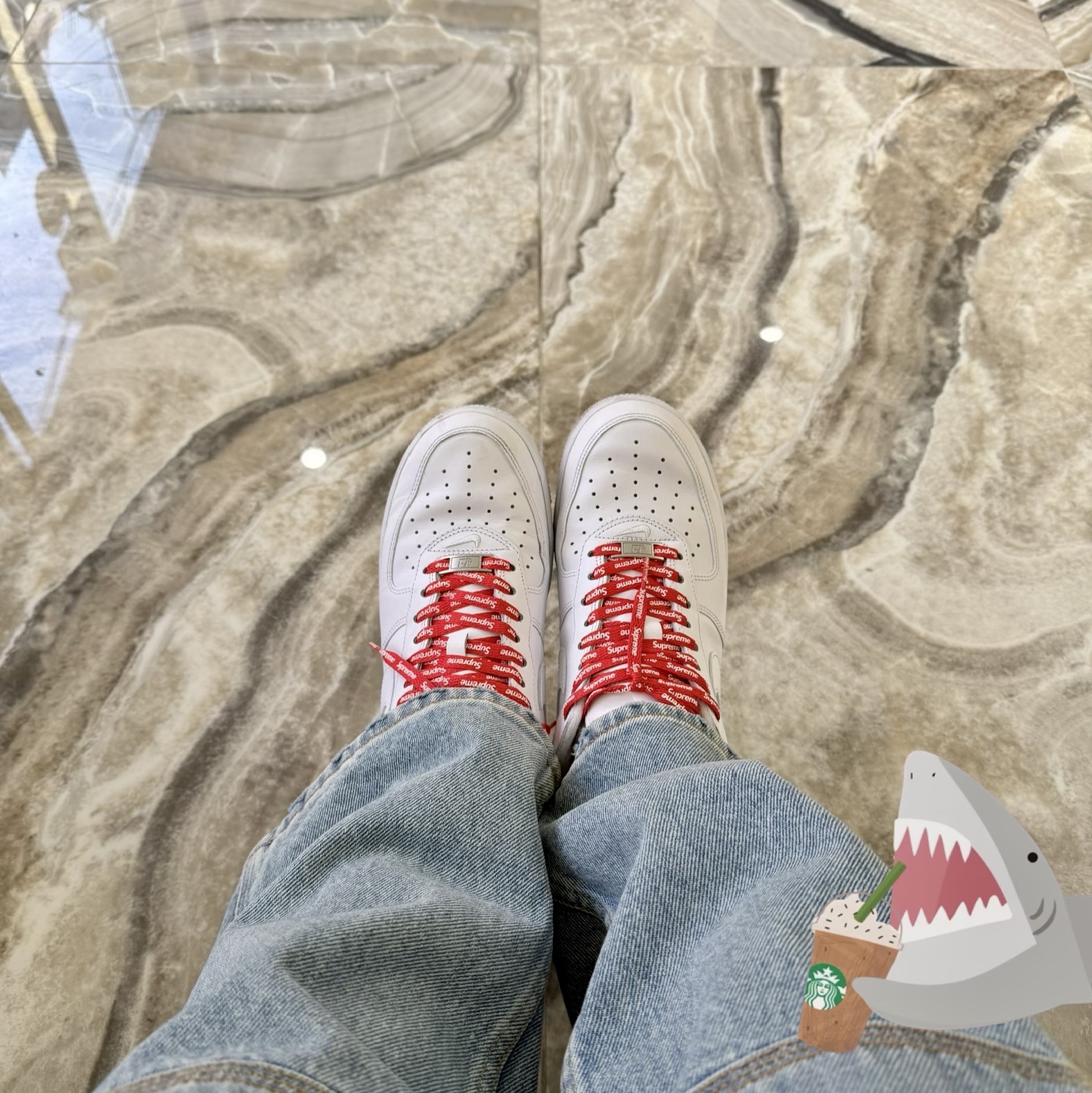 Supreme Reflective Double Knee Pants Denim - 25FW, Nike x Supreme Air Force 1 Low White 착용 스타일