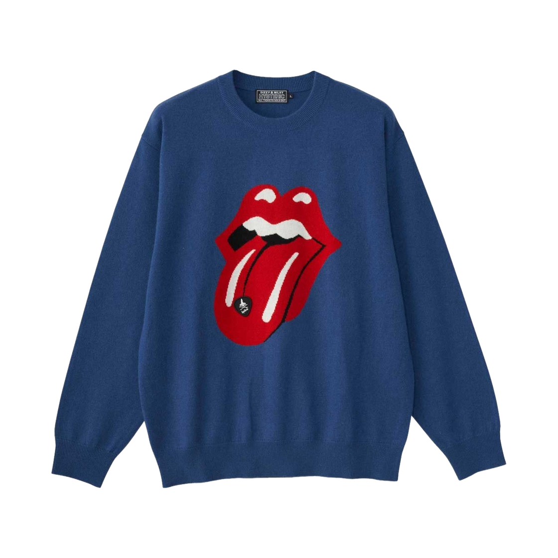히스테릭 글래머 x 더 롤링 스톤즈 픽 텅 패치 스웨터 네이비(Hysteric Glamour x The Rolling Stones Tongue with Pick Patch Sweater Navy) - 1