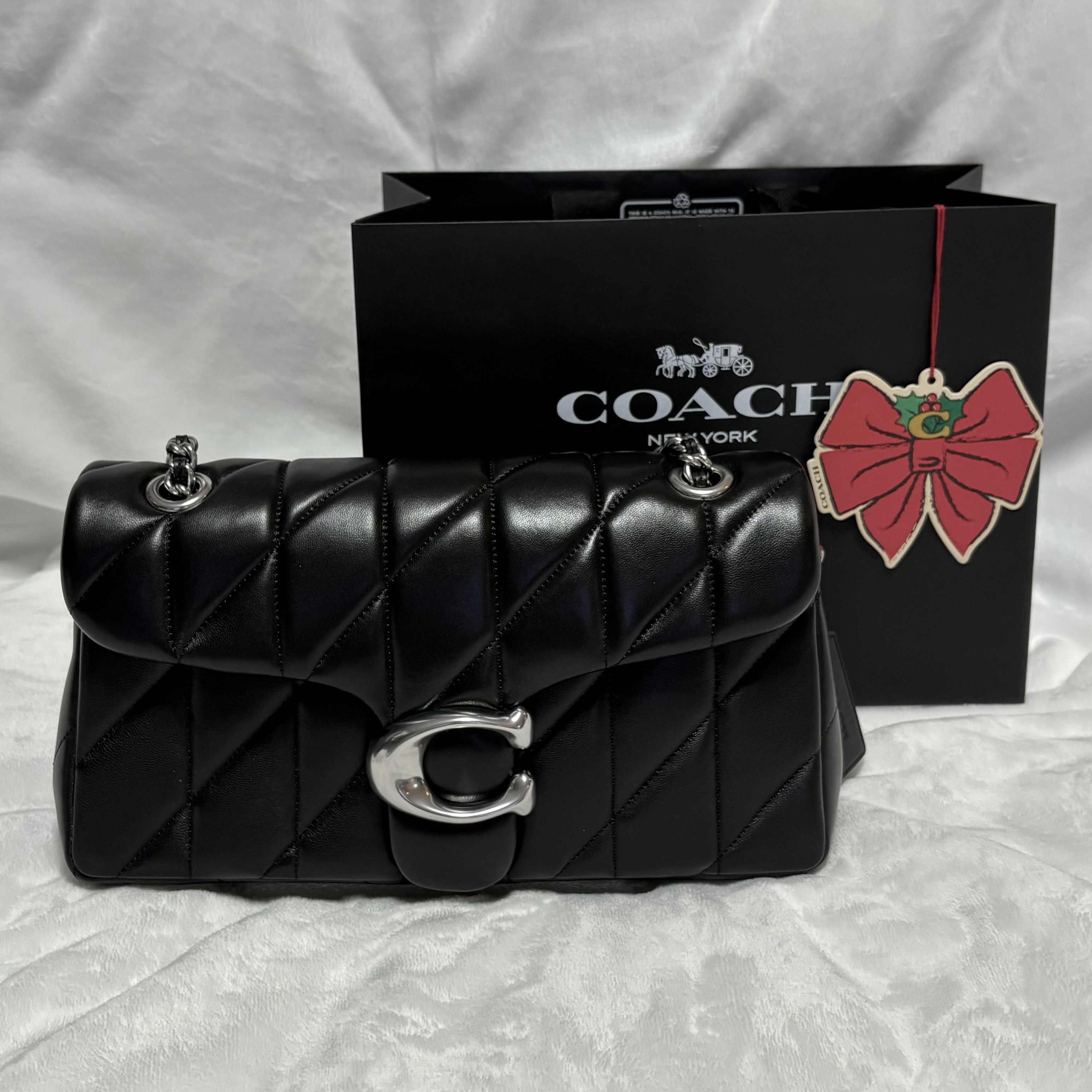 Coach Tabby Shoulder Bag 26 with Quilting Black 착용 스타일 - 2