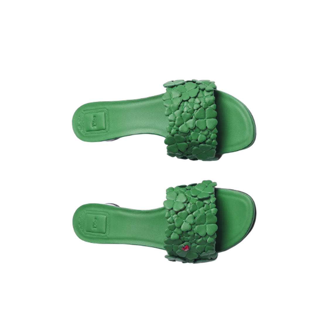 (W) 디올 블룸 클로버 자수 뮬 힐 그린((W) Dior Bloom Clover Embroidery Mule Heels Green) - 2