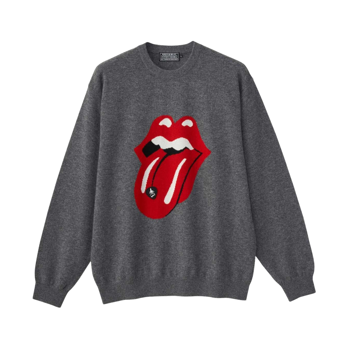 히스테릭 글래머 x 더 롤링 스톤즈 픽 텅 패치 스웨터 탑 그레이(Hysteric Glamour x The Rolling Stones Tongue with Pick Patch Sweater Top Gray) - 1