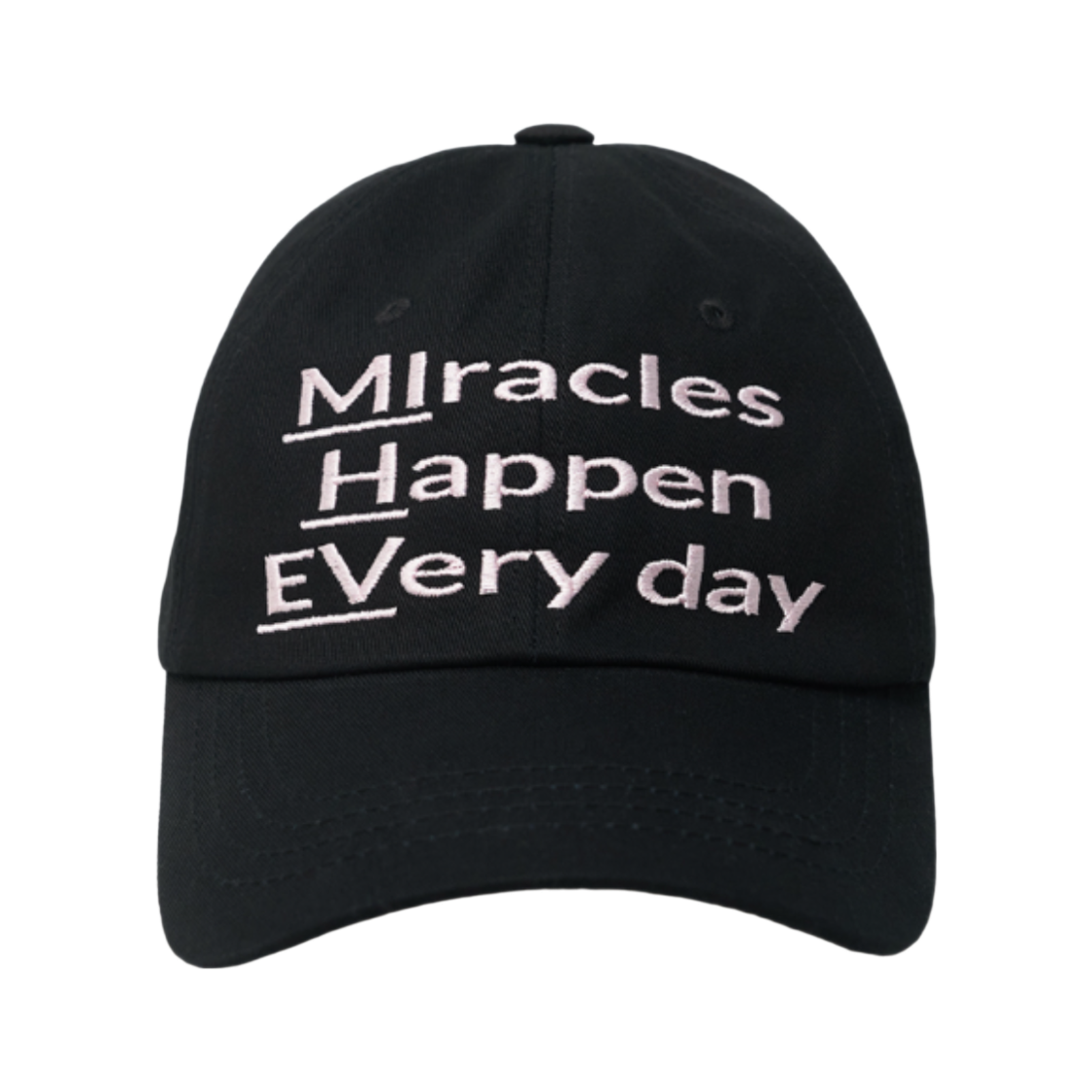미헤브 미라클 해픈 에브리데이 볼캡 블랙핑크(mihev MIracles Happen EVery day Ball Cap Black Pink)