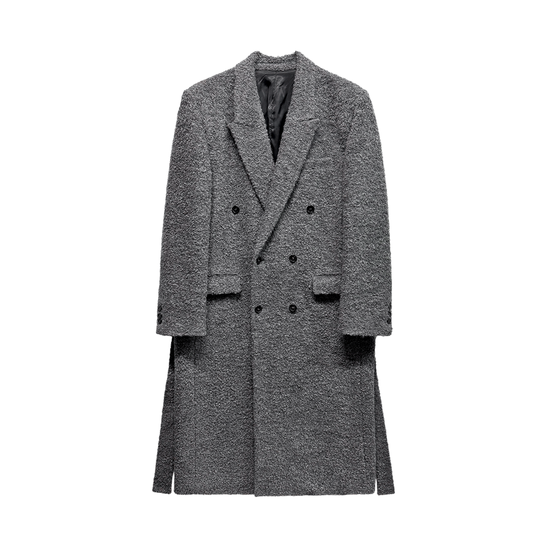 랜 아카이브 0089 부클 더블 롱 코트 - 그레이(LAN ARCHIVE 0089 Cashmere Boucle Double-Breasted Long Coat - Gray)