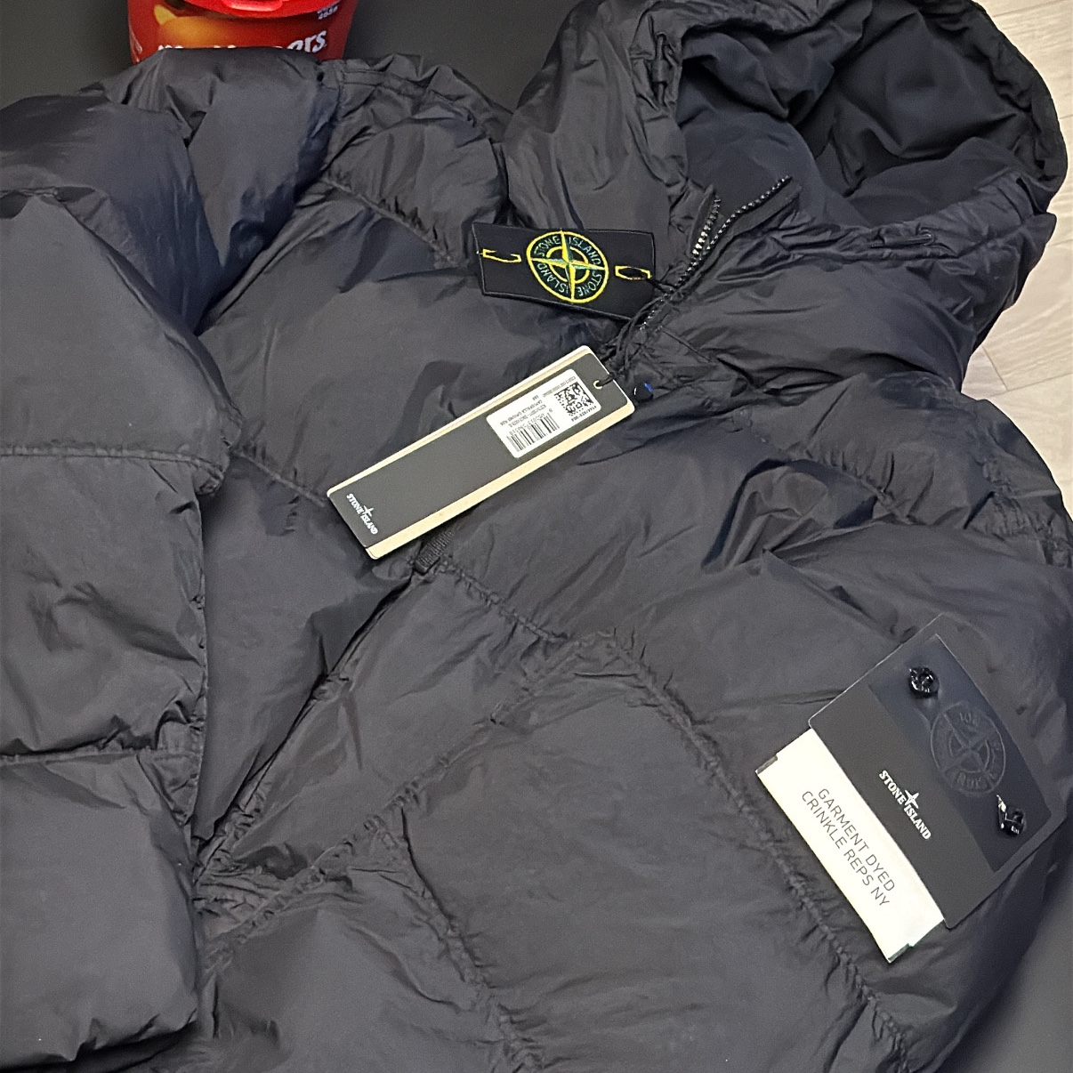 Stone Island 4100011 Crinkle Reps NY Recycled Nylon Hooded Down Jacket Black - 25FW 착용 스타일
