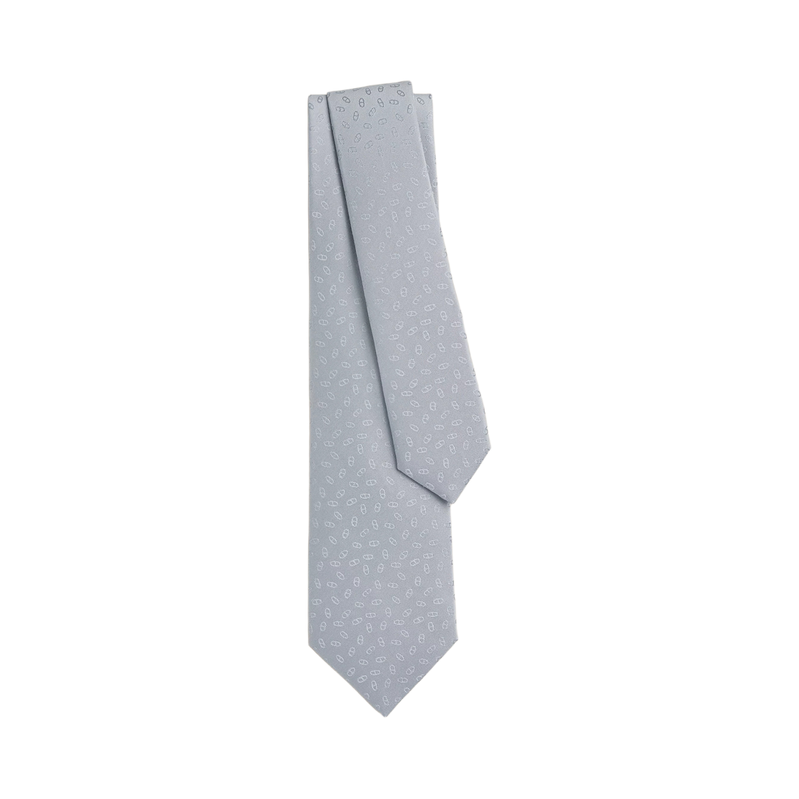 H036386T04 Hermes Faconnee Maillons Tie Gris Glacier
