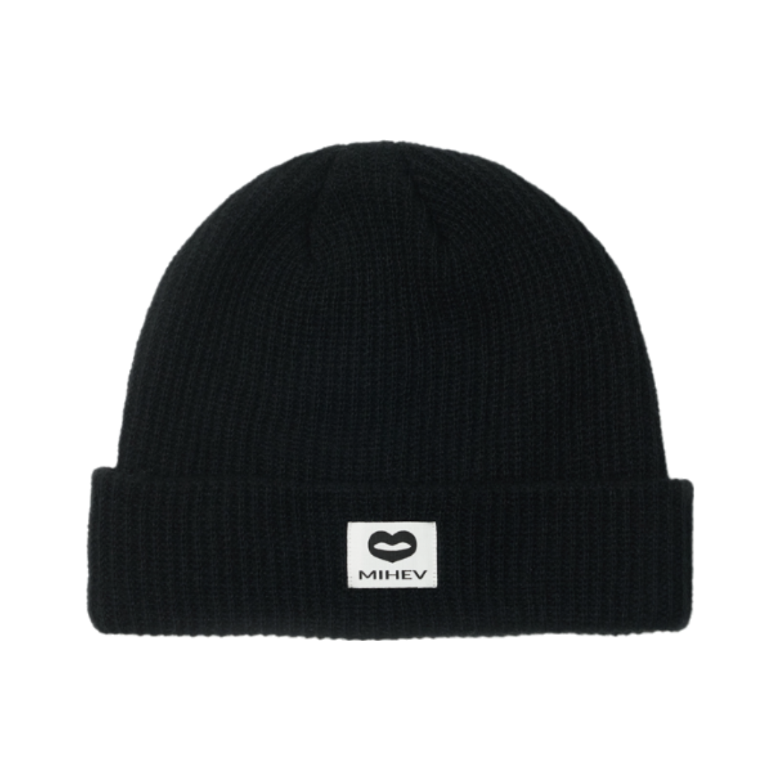 미헤브 클래식 라벨 비니 블랙(mihev Classic Label Beanie Black)