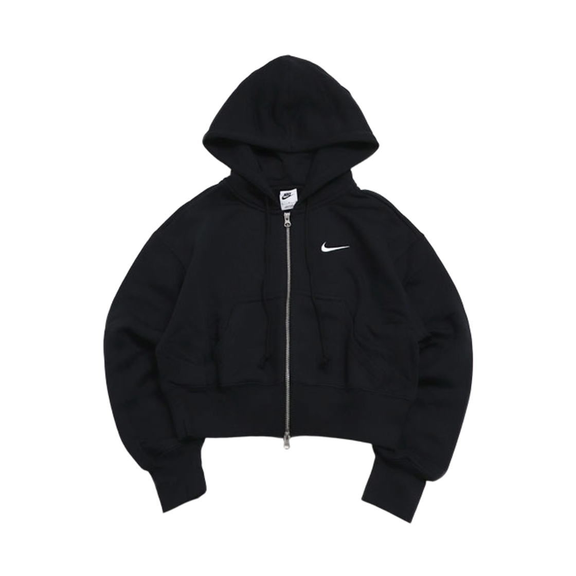 HV2426-010 (W) Nike NSW Phoenix Fleece Loose Full-Zip Cropped Hoodie Black Sail - US/EU