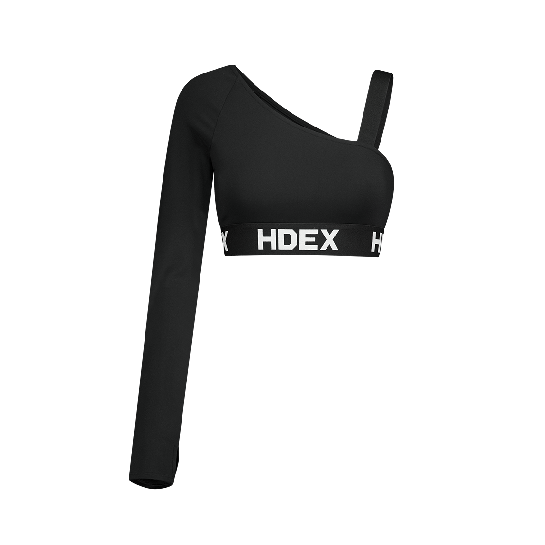 H1AM1WSTL010BK HDEX Pro One-Shoulder Crop Long Sleeve Black