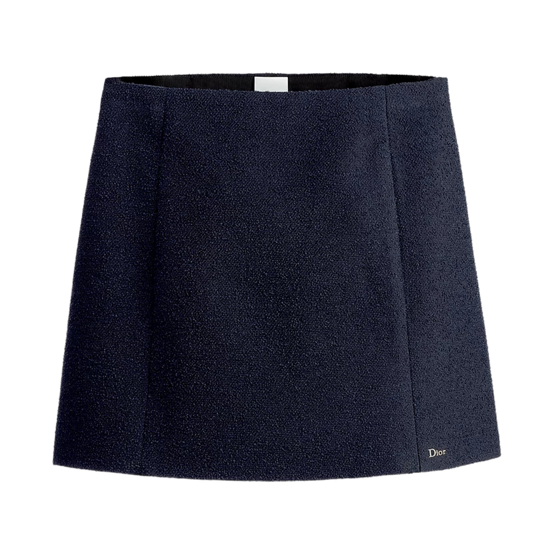 621J01A1761-X5645 (W) Dior Virgin Wool Cotton Blend Boucle Flared Mini Skirt Navy Blue