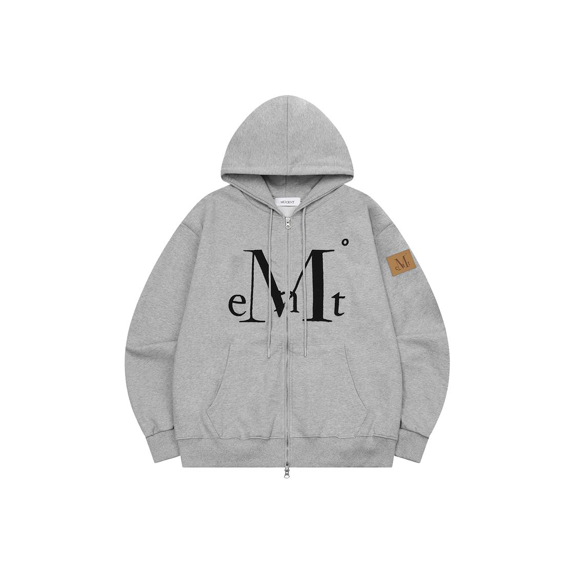 P0000BGH MUCENT Wadi Applique Logo Hood Zip-Up Unisex (3Color) Gray