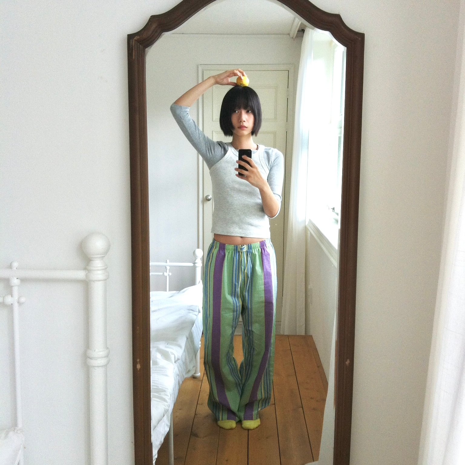 [3% 적립] POUPPET Cutie Check Room Shoes Green check + pink M size, [3% 적립] POUPPET Lime Squeeze Pajama Pants 착용 스타일 - 3