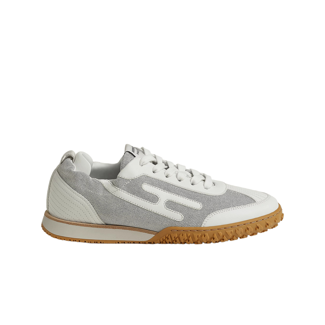 H261023Z90 (W) Hermes Jet Sneakers Calfskin & Prunoir Blanc