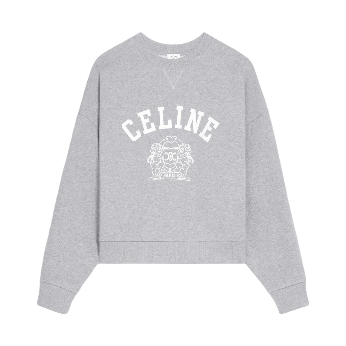 RY0DY670Q-09MO Celine Blason Oversized Sweatshirt in Cotton Fleece Grey Melange Off White