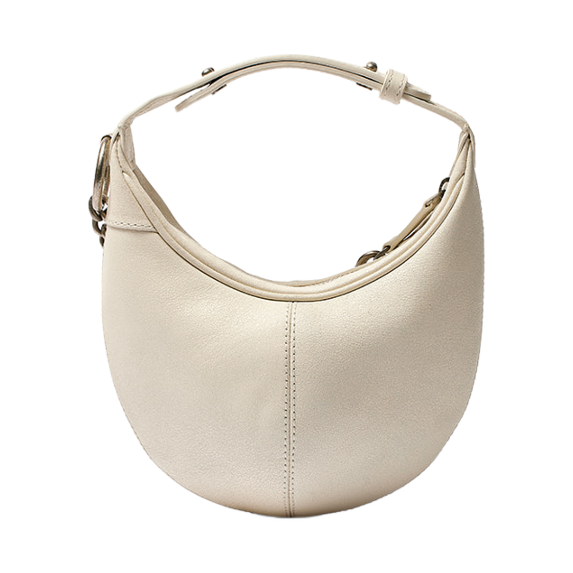 - Open Yy Leather Moto Hobo Mini Bag White