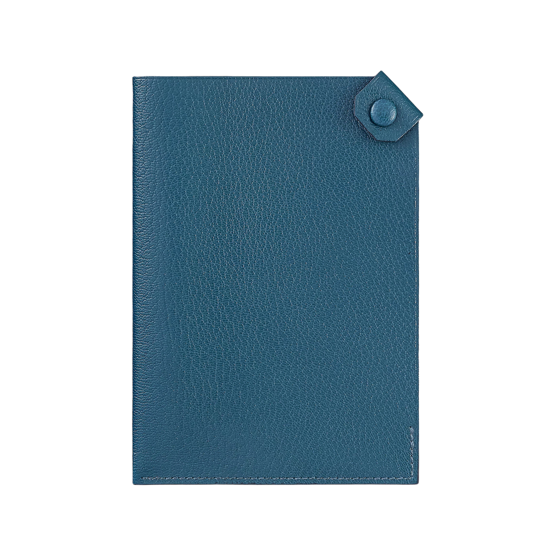 H078384CKS4 Hermes Tarmac Passport Holder Chamkila Goatskin & Palladium Deep Blue