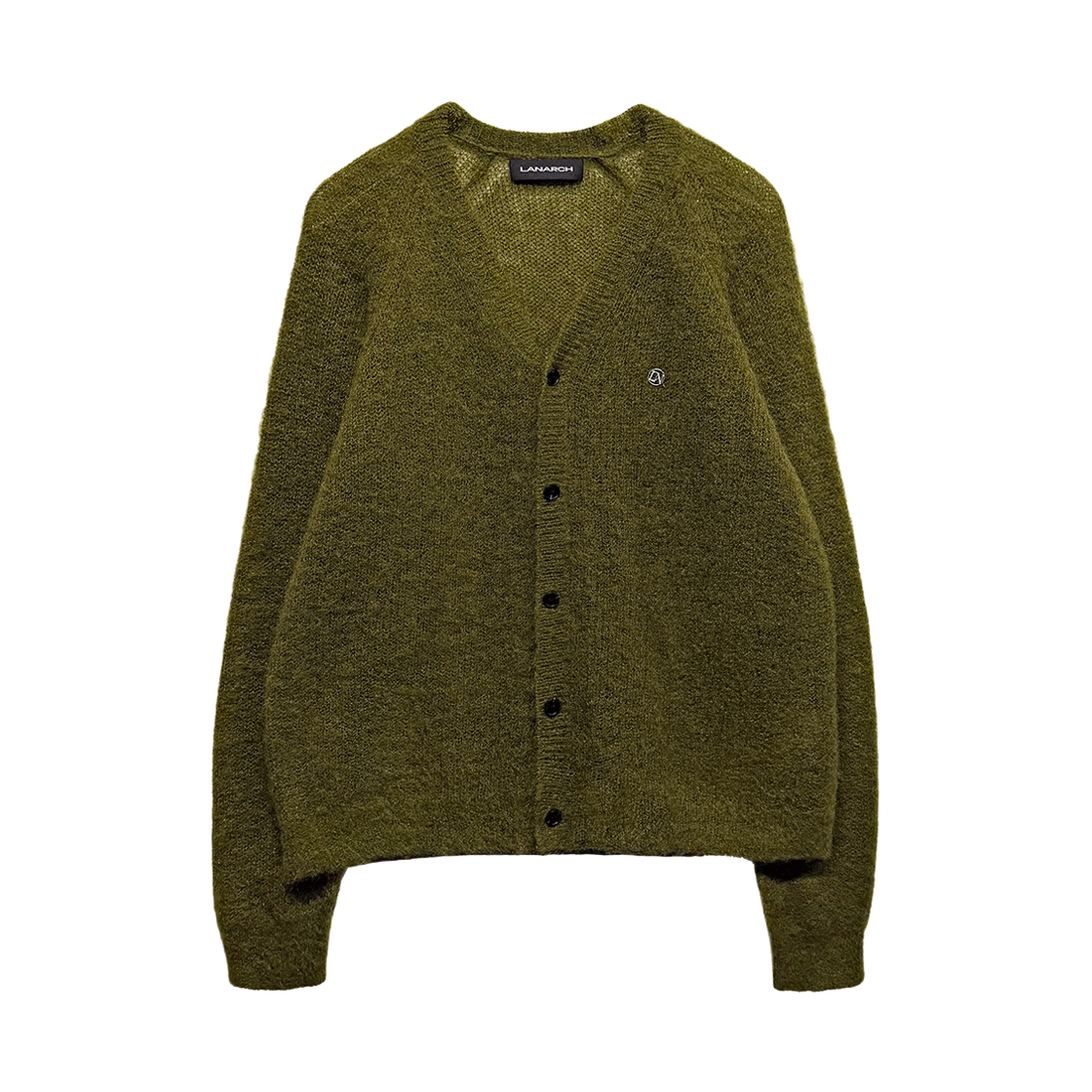 랜 아카이브 0092 모헤어 블렌드 크롭 가디건 - 올리브(LAN ARCHIVE 0092 Mohair Blend Crop Cardigan - Olive)