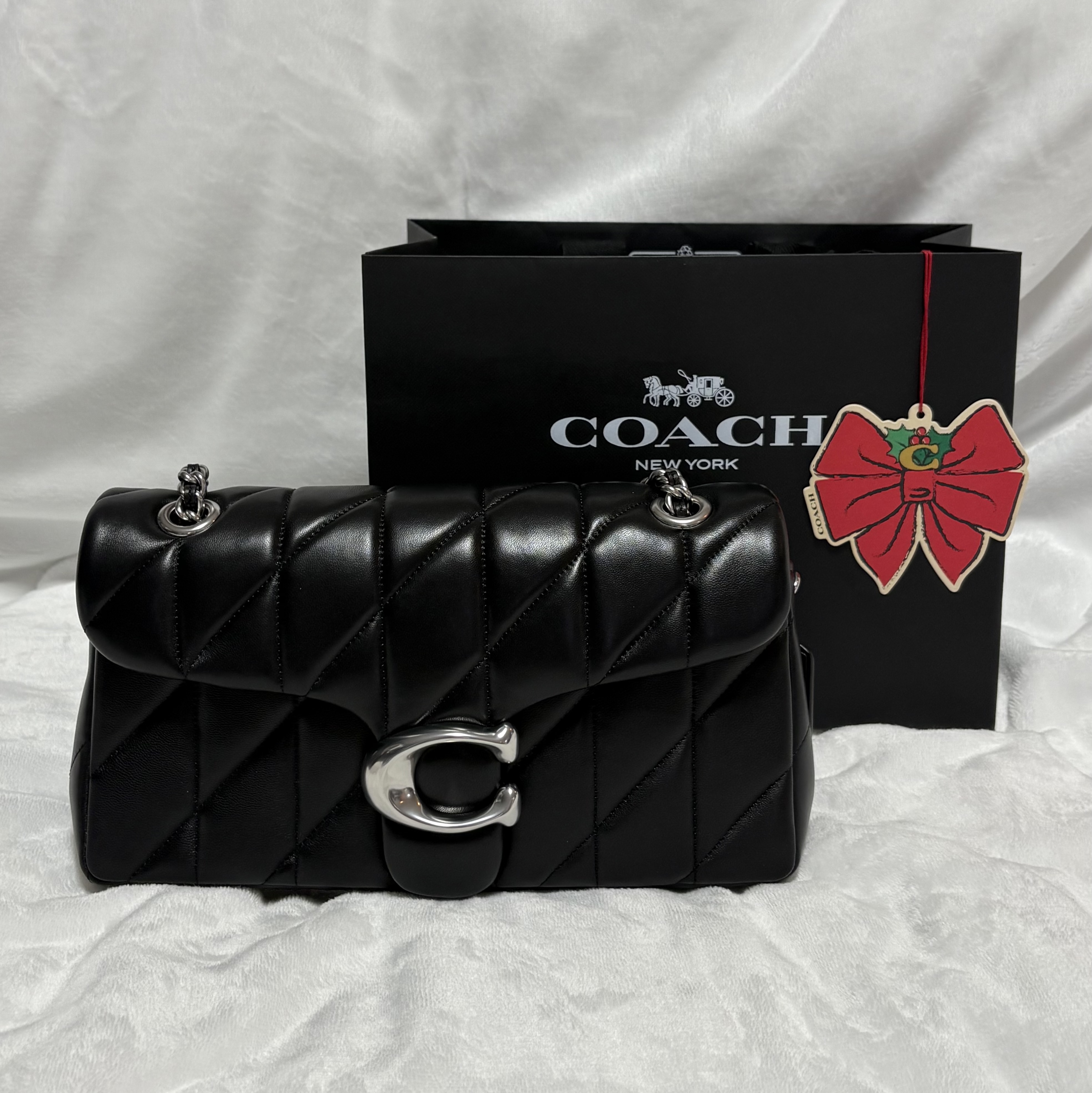 Coach Tabby Shoulder Bag 26 with Quilting Black 착용 스타일 - 1