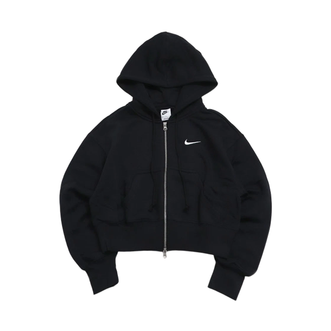 Nike (W) Nike NSW Phoenix Fleece Loose Full-Zip Cropped Hoodie Black Sail - Asia · XS