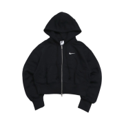 (W) Nike NSW Phoenix Fleece Loose Full-Zip Cropped Hoodie Black Sail - Asia