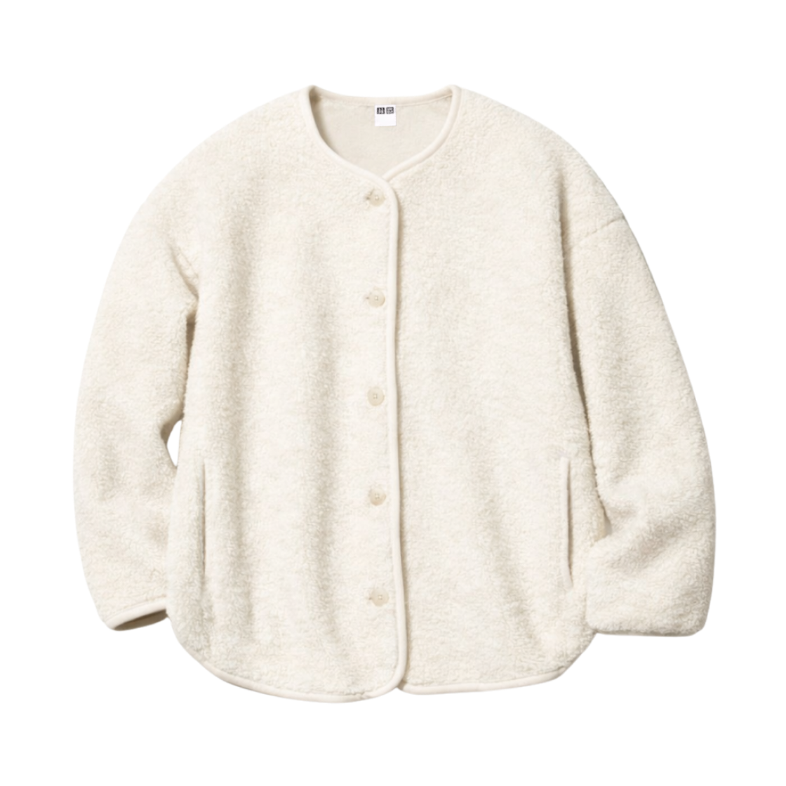 479616-01 Uniqlo Pile Lined Fleece Relaxed Cardigan Off White - JP