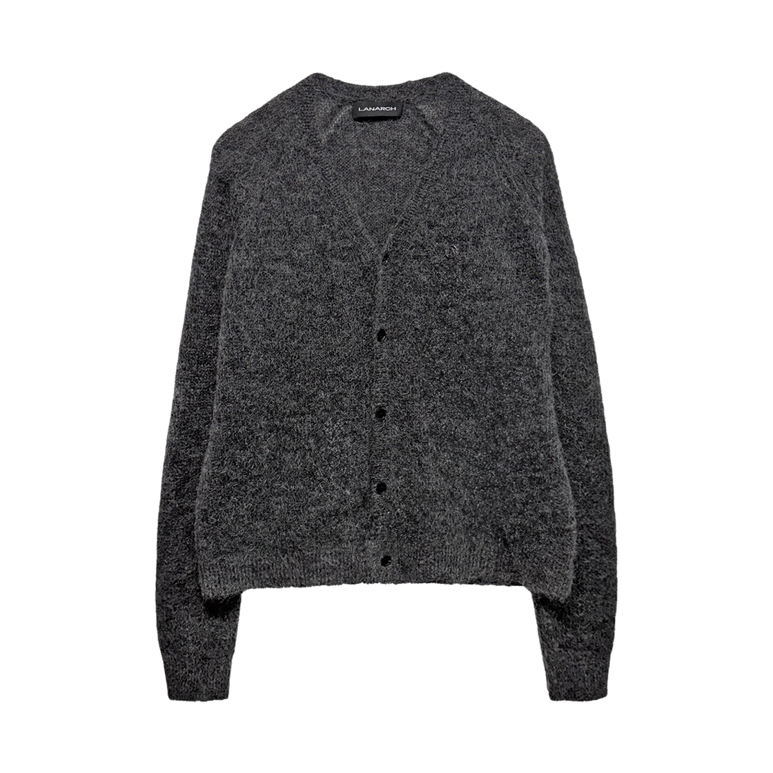 랜 아카이브 0092 모헤어 블렌드 크롭 가디건 - 그레이(LAN ARCHIVE 0092 Mohair Blend Crop Cardigan - Gray)
