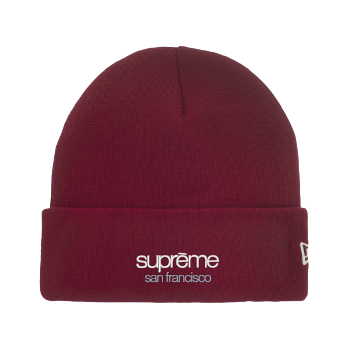 슈프림 × 뉴에라 클래식 로고 비니 다크 레드 - 25FW(Supreme x New Era Classic Logo Beanie Dark Red - 25FW) - 1