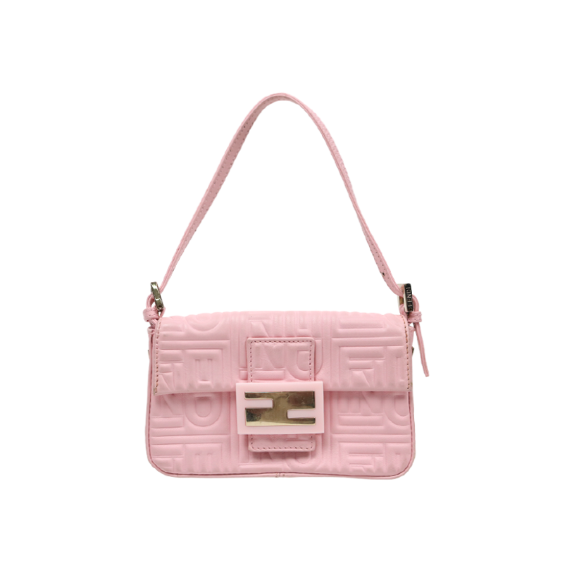 ITWM8ATD2A5L Fendi Pink Logo Embossed Baguette Shoulder Bag C-A44444