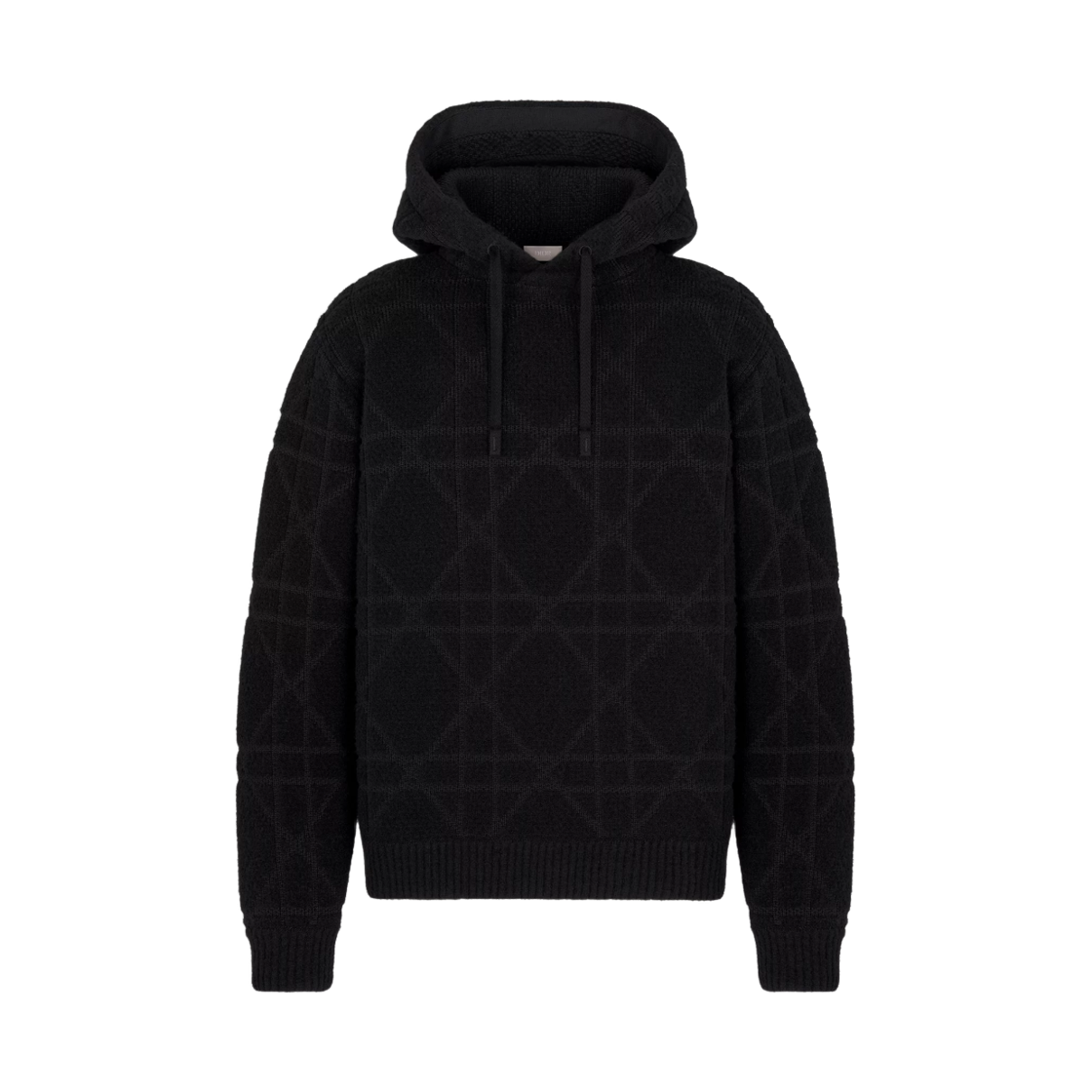디올 코튼 울 블렌드 니트 까나쥬 후드 스웨트셔츠 블랙(Dior Cotton Wool Blend Knit Cannage Hooded Sweatshirt Black)