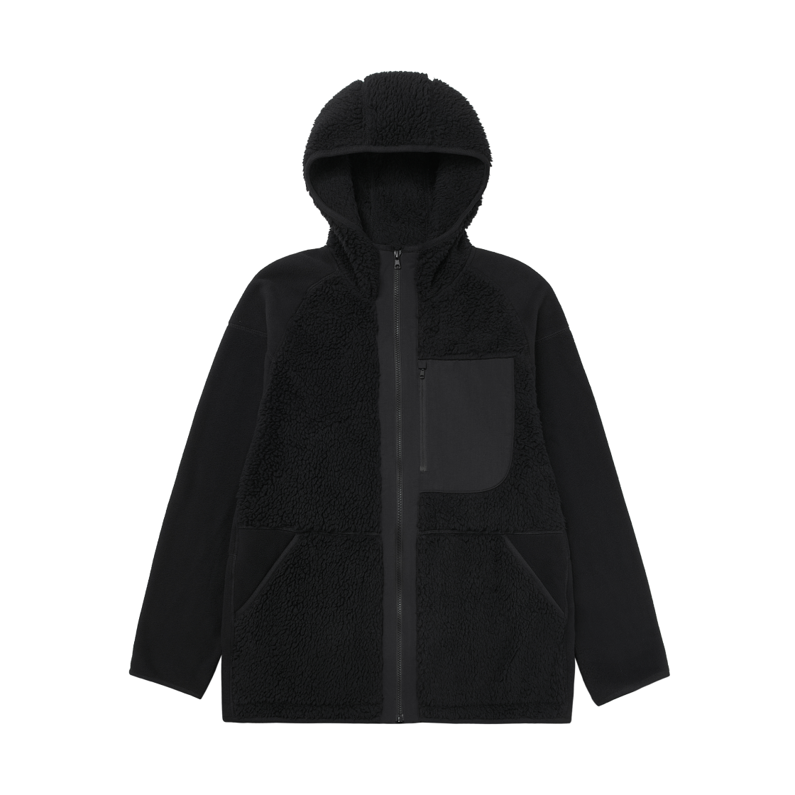 463350-09 Uniqlo x White Mountaineering Fleece Full Zip Parka Black - KR