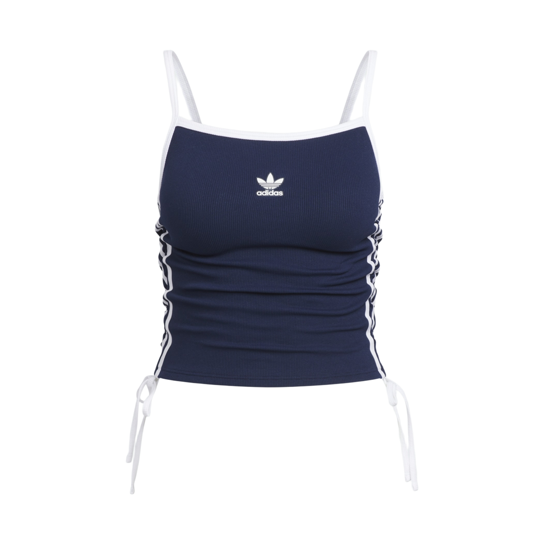 (W) 아디다스 삼선 드로우스트링 패디드 탱크 탑 나이트 인디고 - KR 사이즈((W) Adidas 3-Stripes Drawstring Padded Tank Top Night Indigo - KR Sizing)