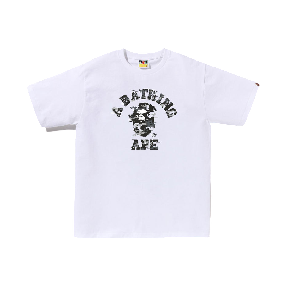 - BAPE Multi Pixel Camo College T-Shirt White Black