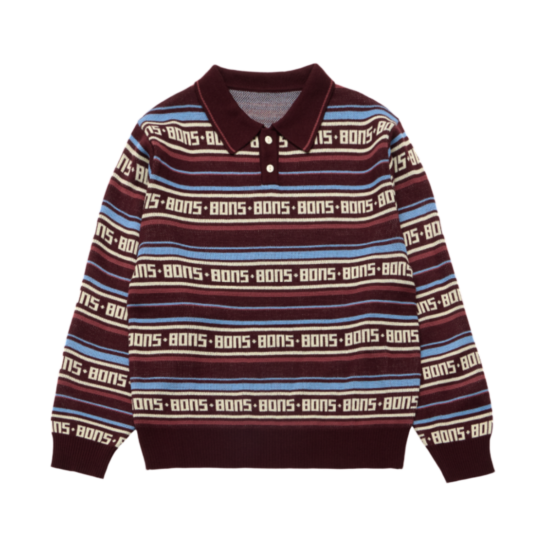 BDNS25FW01 BDNS Stripe Sweater Burgundy White