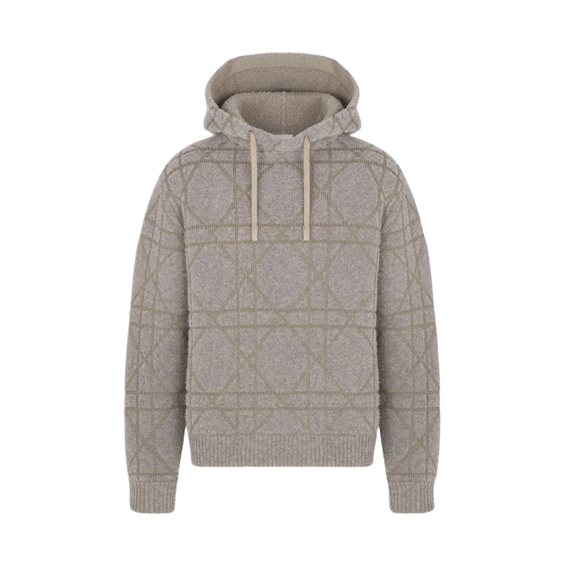디올 코튼 울 블렌드 니트 까나쥬 후드 스웨트셔츠 베이지(Dior Cotton Wool Blend Knit Cannage Hooded Sweatshirt Beige)