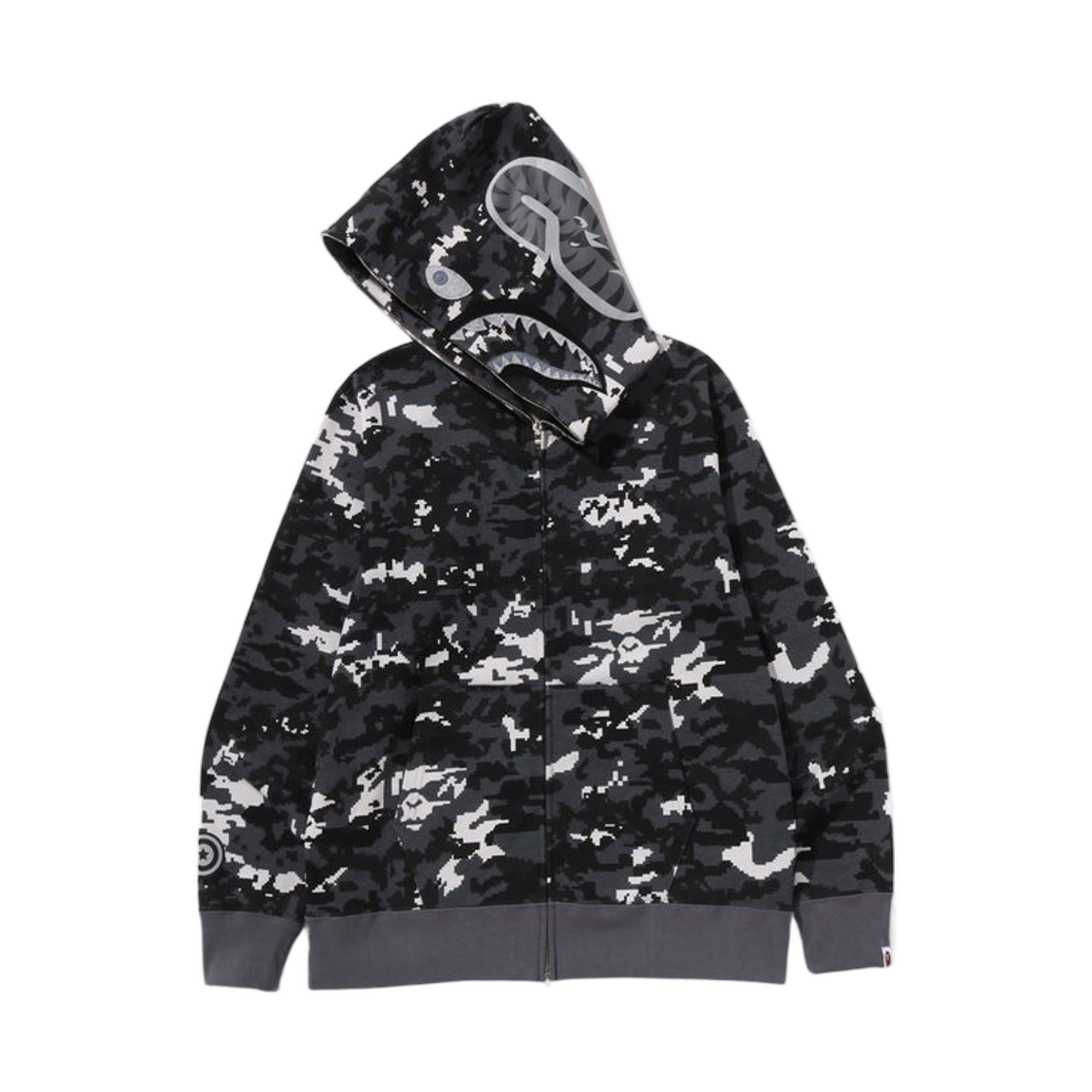 베이프 멀티 픽셀 카모 샤크 레귤러 핏 풀 집 후드 블랙(BAPE Multi Pixel Camo Shark Regular Fit Full Zip Hoodie Black) - 2
